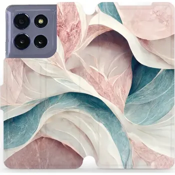 Pouzdro na mobilní telefon Flipové pouzdro Mobiwear - Motorola Moto G86 5G - VP33S Růžový a zelenkavý mramor (Knížkové flip pouzdro, obal, kryt na mobil Motorola Moto G86 5G - VP33S Růžový a zelenkavý mramor, materiál Umělá kůže + TPU - ochrana 360°, stojánek, silikonová vanička,)