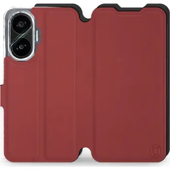 Pouzdro na mobilní telefon Flipové pouzdro Mobiwear Semiš - Xiaomi Poco F7 - Cihlové & Černé (Knížkové semišové flip pouzdro, obal, kryt na mobil Xiaomi Poco F7 - Cihlové & Černé, materiál semiš + TPU, ochrana 360°, stojánek, silikonová vanička, magnetické zavírání)