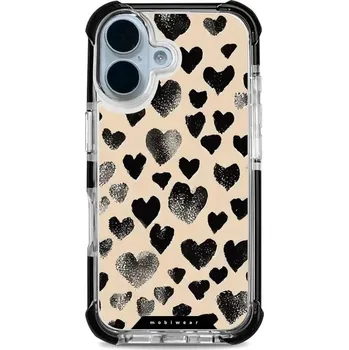 Pouzdro na mobilní telefon Odolný obal Mobiwear MagSafe Elite Bumper - Apple iPhone 17 - DA51D Černá srdíčka (Odolný kryt, pouzdro, obal Mobiwear Elite Bumper na mobil Apple iPhone 17 - DA51D Černá srdíčka, materiál Plast + TPU silikon + kov - zesílená ochrana telefonu, podpora)