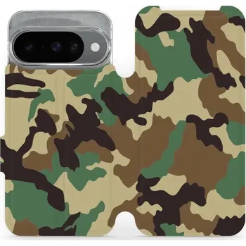 Pouzdro na mobilní telefon Flipové pouzdro Mobiwear - Google Pixel 10 - V111P Maskáče (Knížkové flip pouzdro, obal, kryt na mobil Google Pixel 10 - V111P Maskáče, materiál Umělá kůže + TPU - ochrana 360°, stojánek, silikonová vanička, magnetické zavírání)