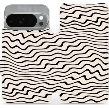 Pouzdro na mobilní telefon Flipové pouzdro Mobiwear - Google Pixel 10 Pro - VA62S Vlnky na béžové (Knížkové flip pouzdro, obal, kryt na mobil Google Pixel 10 Pro - VA62S Vlnky na béžové, materiál Umělá kůže + TPU - ochrana 360°, stojánek, silikonová vanička, magnetické zavírání)