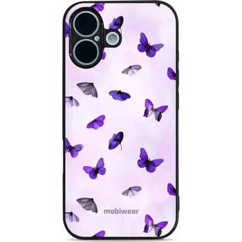 Pouzdro na mobilní telefon Lesklý kryt Mobiwear Glossy - Apple iPhone 17 - GP77G Fialoví motýlci (Prémiové lesklé pouzdro, obal, kryt Mobiwear Glossy na mobil Apple iPhone 17 - GP77G Fialoví motýlci, materiál Plast + TPU silikon - krytí po všech stranách, neošoupatelný potisk, tenk