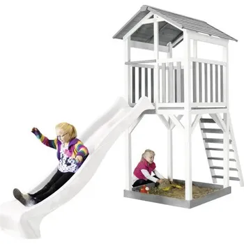 Dětské hřiště Herní věž axi Beach Tower bílá skluzavka dřevo šedé bílé