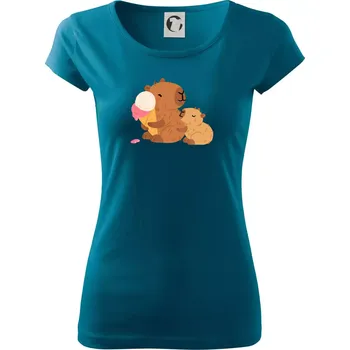 Dámské oblečení Kapybara se zmrzlinou - Dámské triko Pure - 3XL ( Petrolejová )