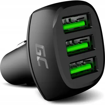 Green Cell výkonná automobilová nabíječka 3x USB 54W rychlé nabíjení QC 3.0