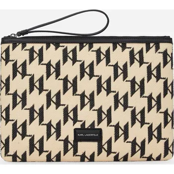 Kabelka POUZDRO KARL LAGERFELD K/ESSENTIAL RAFFIA POUCH MN MONOGRAM BLACK NATURAL