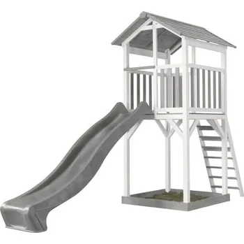 skluzavka Herní věž axi Beach Tower - šedá skluzavka dřevo šedo-bílé