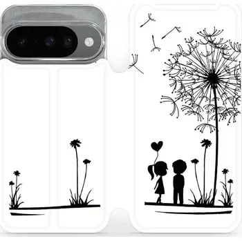 Pouzdro na mobilní telefon Flipové pouzdro Mobiwear - Google Pixel 10 - MH16P Dvojice s pampeliškou (Knížkové flip pouzdro, obal, kryt na mobil Google Pixel 10 - MH16P Dvojice s pampeliškou, materiál Umělá kůže + TPU - ochrana 360°, stojánek, silikonová vanička, magnetické zavírání