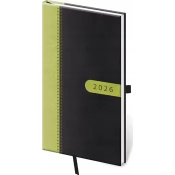 Diář Helma - Bora - týdenní diář 2026, černo/zelený, kapesní, 8 × 15 cm