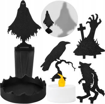 Svícen HALLOWEEN DEKORACE SVÍCEN PROJEKTOR STÍNŮ SADA 4 SCÉN