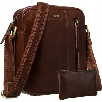 Peterson kabelka kabelka přes rameno z pravé kůže hnědá