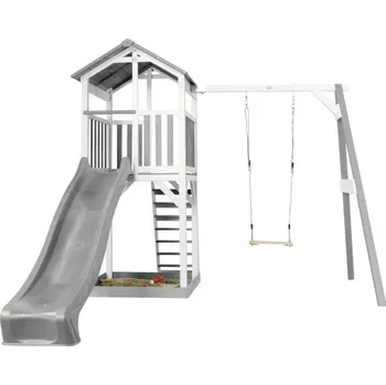 Dětské hřiště Herní věž axi Beach Tower s jednou houpačkou a skluzavkou šedá dřevo šedo-bílé