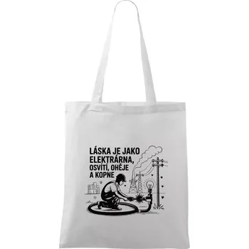 Láska je jako elektrárna - Taška bavlněná - 42 x 38 cm ( Bílá )