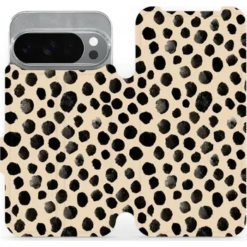 Pouzdro na mobilní telefon Flipové pouzdro Mobiwear - Google Pixel 10 Pro - VA50S Černé puntíky (Knížkové flip pouzdro, obal, kryt na mobil Google Pixel 10 Pro - VA50S Černé puntíky, materiál Umělá kůže + TPU - ochrana 360°, stojánek, silikonová vanička, magnetické zavírání)