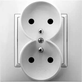 Elektrická zásuvka Ospel Aria dvojitá zásuvka s uzemněním bílá GP-2UZ/00