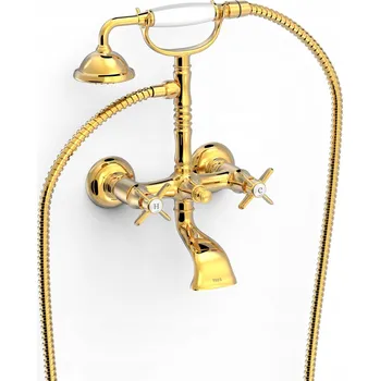 Vodovodní baterie Nástěnná vanová baterie TRES Clasic zlatá