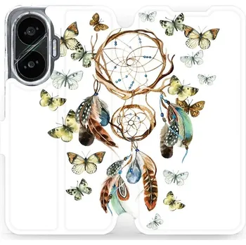 Pouzdro na mobilní telefon Flipové pouzdro Mobiwear - Xiaomi Poco F7 - M001P Lapač a motýlci (Knížkové flip pouzdro, obal, kryt na mobil Xiaomi Poco F7 - M001P Lapač a motýlci, materiál Umělá kůže + TPU - ochrana 360°, stojánek, silikonová vanička, magnetické zavírání)