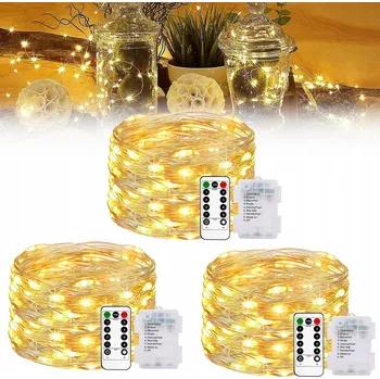 Vánoční dekorace VÁNOČNÍ OSVĚTLENÍ NA STROMEČEK DRÁTKY 50 LED VNITŘNÍ/VENKOVNÍ MIKRO SVĚTÝLKA TEPLÁ BÍLÁ 5M