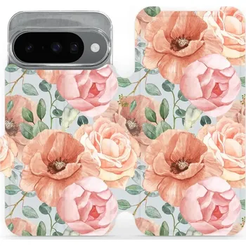 Pouzdro na mobilní telefon Flipové pouzdro Mobiwear - Google Pixel 10 - MP02S Pastelové květy (Knížkové flip pouzdro, obal, kryt na mobil Google Pixel 10 - MP02S Pastelové květy, materiál Umělá kůže + TPU - ochrana 360°, stojánek, silikonová vanička, magnetické zavírání)