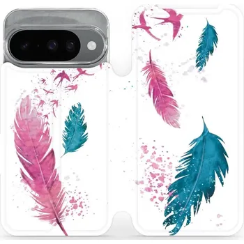 Pouzdro na mobilní telefon Flipové pouzdro Mobiwear - Google Pixel 10 - MR08S Pírka (Knížkové flip pouzdro, obal, kryt na mobil Google Pixel 10 - MR08S Pírka, materiál Umělá kůže + TPU - ochrana 360°, stojánek, silikonová vanička, magnetické zavírání)