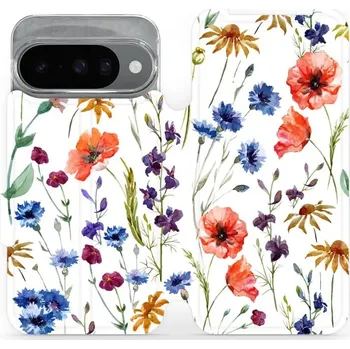 Flipové pouzdro Mobiwear - Google Pixel 10 - MP04S Luční kvítí (Knížkové flip pouzdro, obal, kryt na mobil Google Pixel 10 - MP04S Luční kvítí, materiál Umělá kůže + TPU - ochrana 360°, stojánek, silikonová vanička, magnetické zavírání)
