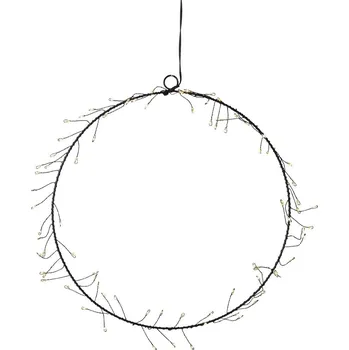 Vánoční světelná dekorace Star trading Závěsný svítící věnec STAR NIKE 80xLED P.30 cm černý