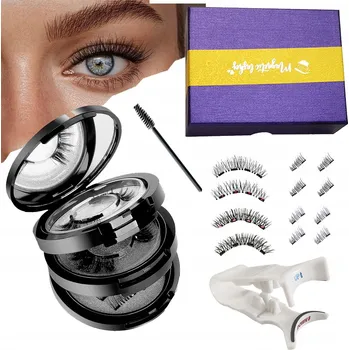 Umělé řasy MAGNETICKÉ ŘASY 3D UMĚLÉ DLOUHÉ SADA 4 PÁRY + PINZETA ZRCÁTKO