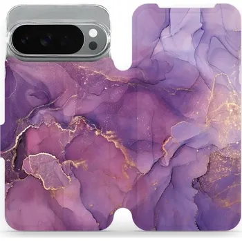 Flipové pouzdro Mobiwear - Google Pixel 10 Pro XL - VP20S Fialový mramor (Knížkové flip pouzdro, obal, kryt na mobil Google Pixel 10 Pro XL - VP20S Fialový mramor, materiál Umělá kůže + TPU - ochrana 360°, stojánek, silikonová vanička, magnetické zavírání
