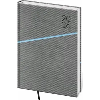 Diář Helma - Grife - týdenní diář 2026, šedo/modrý, A5, 14,5 × 20,5 cm
