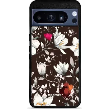 Pouzdro na mobilní telefon Lesklý kryt Mobiwear Glossy - Google Pixel 8 Pro - GP72G Květy na hnědé (Prémiové lesklé pouzdro, obal, kryt Mobiwear Glossy na mobil Google Pixel 8 Pro - GP72G Květy na hnědé, materiál Plast + TPU silikon - krytí po všech stranách, neošoupatelný potisk,)