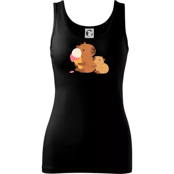 Dámské tričko Kapybara se zmrzlinou - Dámské tílko - S ( Černá )
