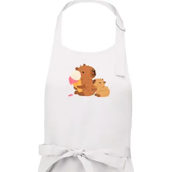 Kuchyňská zástěra Kapybara se zmrzlinou - Dámská zástěra na vaření - Univerzální velikost ( Bílá )