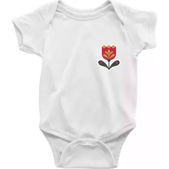 Folklor na prsu tulipán - Body kojenecké s krátkým rukávem - Krátký r. 3-6 měs ( Bílá )