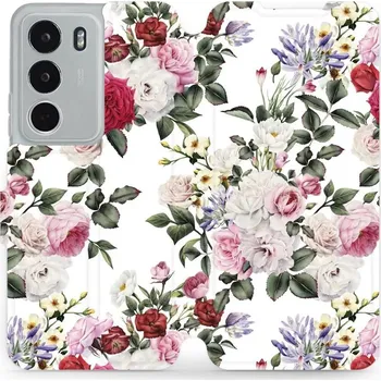 Pouzdro na mobilní telefon Flipové pouzdro Mobiwear - Realme C71 - MD01S Růže na bílé (Knížkové flip pouzdro, obal, kryt na mobil Realme C71 - MD01S Růže na bílé, materiál Umělá kůže + TPU - ochrana 360°, stojánek, silikonová vanička, magnetické zavírání)