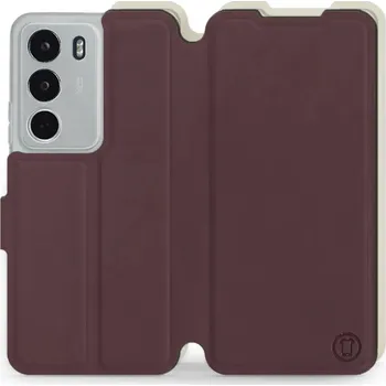 Pouzdro na mobilní telefon Flipové pouzdro Mobiwear Semiš - Realme C71 - Bordové & Béžové (Knížkové semišové flip pouzdro, obal, kryt na mobil Realme C71 - Bordové & Béžové, materiál semiš + TPU, ochrana 360°, stojánek, silikonová vanička, magnetické zavírání)