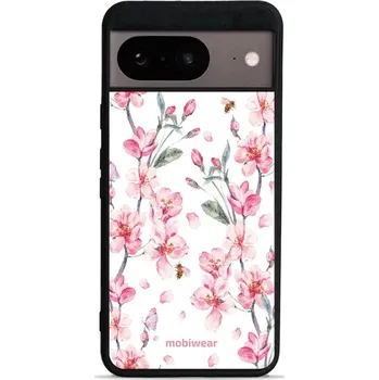 Pouzdro na mobilní telefon Lesklý kryt Mobiwear Glossy - Google Pixel 8 - G033G - Růžové květy (Prémiové lesklé pouzdro, obal, kryt Mobiwear Glossy na mobil Google Pixel 8 - G033G - Růžové květy, materiál Plast + TPU silikon - krytí po všech stranách, neošoupatelný potisk, tenké)