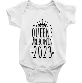 Kojenecký body Queens are born in 2023 - Body kojenecké s krátkým rukávem - Krátký r. 3-6 měs ( Bílá )