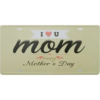 Plechová cedule Plechová cedule I love you Mom 31 x 15,5 cm (Retro cedule na zeď)