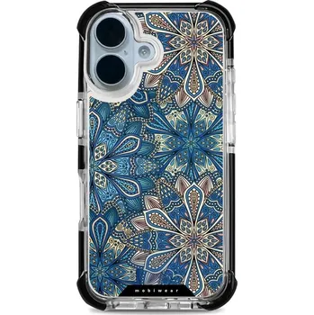 Pouzdro na mobilní telefon Odolný obal Mobiwear MagSafe Elite Bumper - Apple iPhone 17 - D015D Modré mandala květy (Odolný kryt, pouzdro, obal Mobiwear Elite Bumper na mobil Apple iPhone 17 - D015D Modré mandala květy, materiál Plast + TPU silikon + kov - zesílená ochrana telefonu,