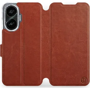 Pouzdro na mobilní telefon Flipové pouzdro Mobiwear - Xiaomi Poco F7 - Hnědé a šedé (Knížkové flip pouzdro, obal, kryt na mobil Xiaomi Poco F7 - Hnědé a šedé, materiál Umělá kůže + TPU - ochrana 360°, stojánek, silikonová vanička, magnetické zavírání)