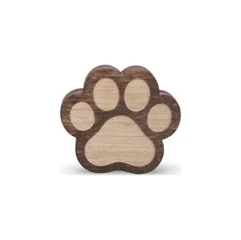 Žertovný předmět Kočičí tlapka - dřevěná brož s gravírováním- Tričkový.cz