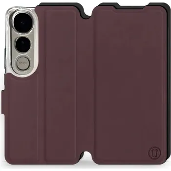 Pouzdro na mobilní telefon Flipové pouzdro Mobiwear Semiš - Vivo V50 Lite - Bordové & Černé (Knížkové semišové flip pouzdro, obal, kryt na mobil Vivo V50 Lite - Bordové & Černé, materiál semiš + TPU, ochrana 360°, stojánek, silikonová vanička, magnetické zavírání)