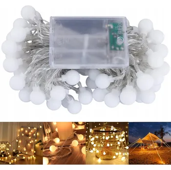 Vánoční dekorace VÁNOČNÍ OSVĚTLENÍ NA STROMEČEK NA BATERIE S DÁLKOVÝM OVLADAČEM, KULIČKY 100 LED TEPLÁ BÍLÁ, DÉLKA 13m