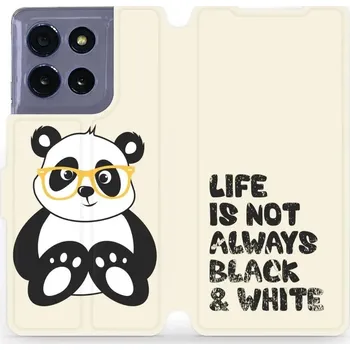 Pouzdro na mobilní telefon Flipové pouzdro Mobiwear - Motorola Moto G86 5G - M041S Panda - life is not (Knížkové flip pouzdro, obal, kryt na mobil Motorola Moto G86 5G - M041S Panda - life is not, materiál Umělá kůže + TPU - ochrana 360°, stojánek, silikonová vanička, magnetické)