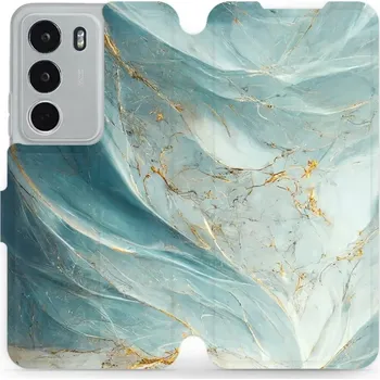 Flipové pouzdro Mobiwear - Realme C71 - VP34S Zelenkavý a zlatavý mramor (Knížkové flip pouzdro, obal, kryt na mobil Realme C71 - VP34S Zelenkavý a zlatavý mramor, materiál Umělá kůže + TPU - ochrana 360°, stojánek, silikonová vanička, magnetické zavírání