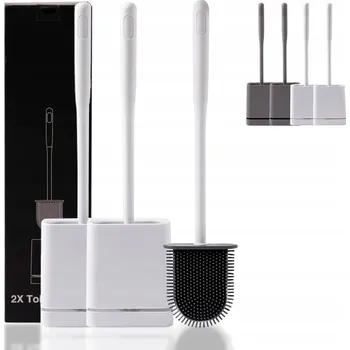 WC štětka Sada silikonových WC štětek 2 ks s antibakteriálním zásobníkem