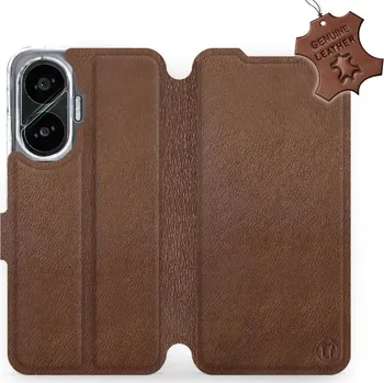 Pouzdro na mobilní telefon Kožené flip pouzdro Mobiwear - Xiaomi Poco F7 - Hnědé (Kožené knížkové pouzdro, obal, kryt na mobil Xiaomi Poco F7, Hnědé, materiál Genuine Leather, ochrana 360°, stojánek, silikonová vanička, magnetické zavírání)