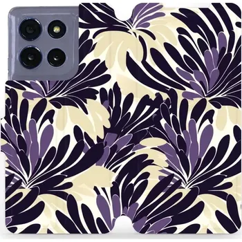 Pouzdro na mobilní telefon Flipové pouzdro Mobiwear - Motorola Moto G86 5G - VA47S Fialová flóra (Knížkové flip pouzdro, obal, kryt na mobil Motorola Moto G86 5G - VA47S Fialová flóra, materiál Umělá kůže + TPU - ochrana 360°, stojánek, silikonová vanička, magnetické zavírání)