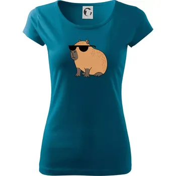 Dámské tričko Hustá kapybara - Dámské triko Pure - S ( Petrolejová )