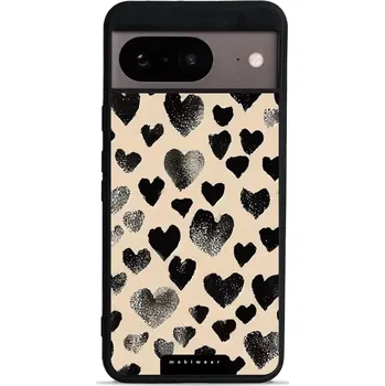 Pouzdro na mobilní telefon Lesklý kryt Mobiwear Glossy - Google Pixel 8 - GA51G Černá srdíčka (Prémiové lesklé pouzdro, obal, kryt Mobiwear Glossy na mobil Google Pixel 8 - GA51G Černá srdíčka, materiál Plast + TPU silikon - krytí po všech stranách, neošoupatelný potisk, tenké)